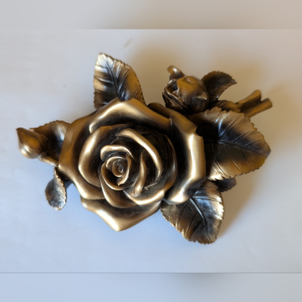 Antique Gold Rose Life Symbols Casket Corner Hand Painted